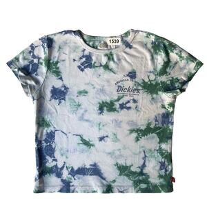 Dickies Women’s Short Sleeve Crop Top Size L, White & Green